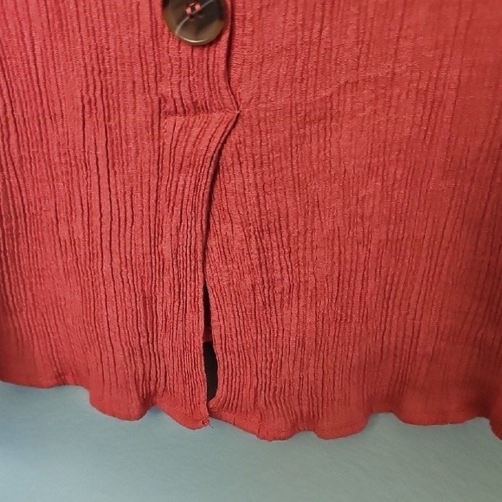 Perch Blu Pepper Casual Crinkle Gauze Coral Button Back Blouse Top Large - Picture 7 of 8